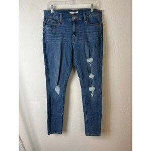 Women Levi's 710 Super Skinny Sz 31 Destructed Leg EUC